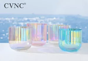 CVNC 6 Inch Chakra Alchemy Color Cosmic Clear Crystal Sing Bowl Sound Heal Reiki - Picture 1 of 24