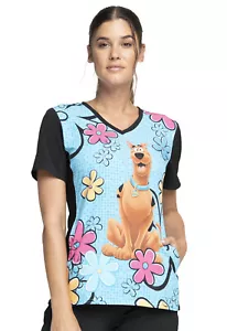 Scooby Sunshine Cherokee Scrubs Tooniforms Scooby Doo V Neck Top TF678 SDIN - Picture 1 of 5