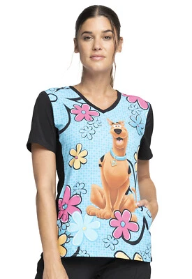 Scooby Sunshine Cherokee Scrubs Tooniforms Scooby Doo V Neck Top TF678 SDIN - Image 1 of 4