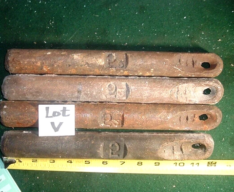 Lot of 4 Antique Vintage Cast Iron Window Sash Weights # 5 pound five lb approx Cover