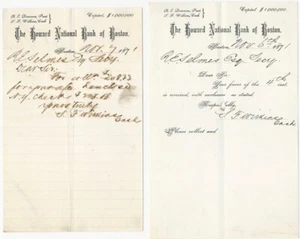 1871 Howard National Bank of Boston - dos membretes finanzas bancarias financieras - Imagen 1 de 1