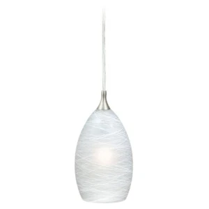 VAXCEL Milano Satin Nickel Mini Pendant Ceiling Light White Glass - Picture 1 of 4