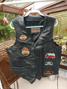 Harley Davidson Leather Motorcycle Vest, Patches, UNIK ULTRA, XL - Picture 1 of 8