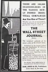 1899 WALL STREET JOURNAL Dow Jones&Co stampa vintage annuncio~nastro ticker borsa di New York - Foto 1 di 2