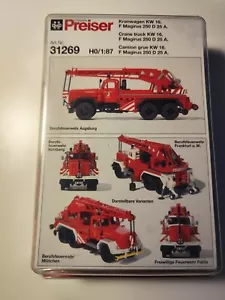 Preiser 31269 Kranwagen KW16 F Magirus 250 D25A Bausatz NEU,OVP,ungebaut,1:87 - Bild 1 von 2