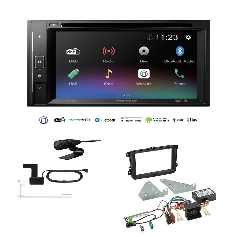 Pioneer Autoradio Bluetooth DAB USB DVD für Volkswagen VW Passat Canbus