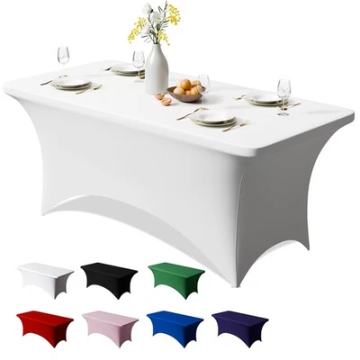 Paquete de 1 mantel de spandex de 4 pies - mantel elástico rectangular de 48 x 30 pulgadas,... Foto 1 de 4