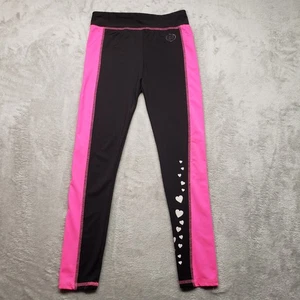 Body Glove Black/Neon Pink Sparkly Hearts Leggings Girls Size 8 - Picture 1 of 9