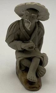 "Estatuilla de cerámica artesanal de arcilla Shekwan Mudman china de colección, 2,5"" arte popular" - Imagen 1 de 6