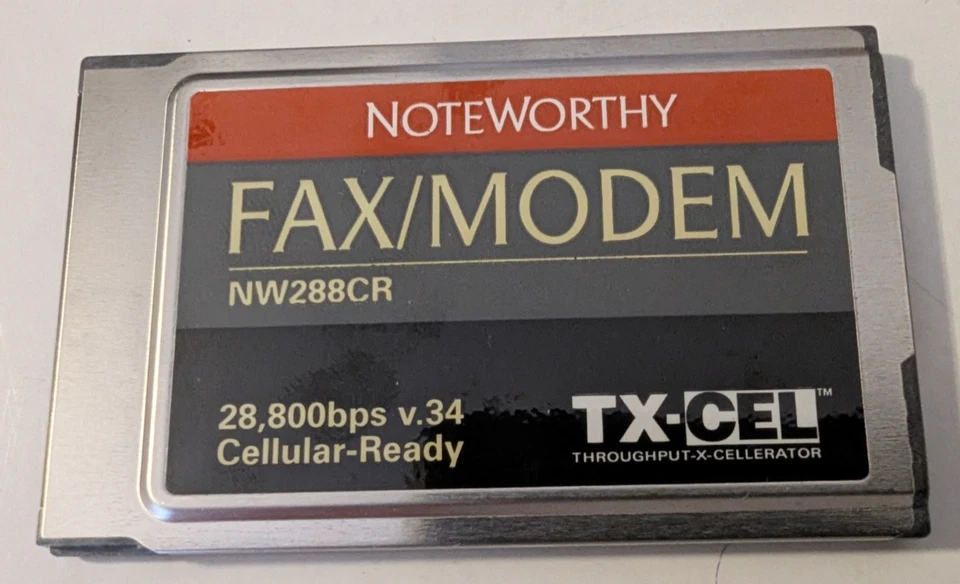 Noteworthy Data Fax Modem NW288CR PCMCIA 28,800/14,400 v.3.4 - Image 1 of 2