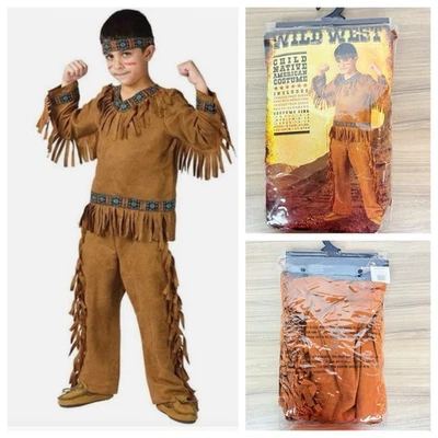 Divertido Mundo Nativo Americano Disfraz Niño Grande 12-14 Gamuza Camisa Pantalones Diadema Foto 1 de 4