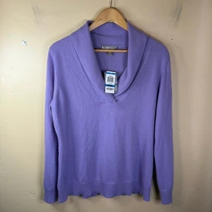 NWT Charter Club 2-ply 100% Cashmere XL Lavender Pull Over Soft Sweater Shawl - Picture 1 of 5