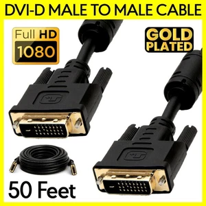 DVI-D Video Cable 50 Feet DVI 24+1 Male to Male Cord Monitor Display Projector - Picture 1 of 4