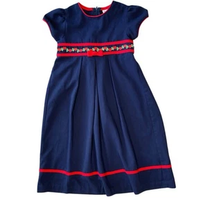 VINTAGE RARE EDITIONS Girl's Dress Size 5 Cap Sleeve Embroidered Hearts Cottage - Picture 1 of 7
