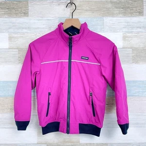 Lands End Nylon Fleece Lined Jacket Purple Navy Blue Waterproof Girls Small 6 - Picture 1 of 7