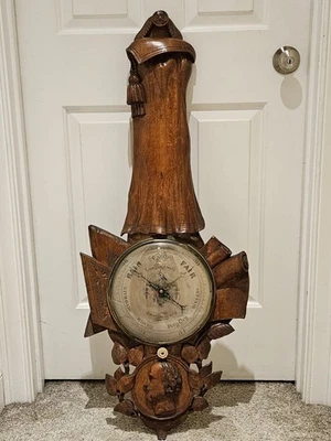 1860's Guisani & Sons Wolverhampton England Carved Nautical Maritime Barometer - Image 1 of 4