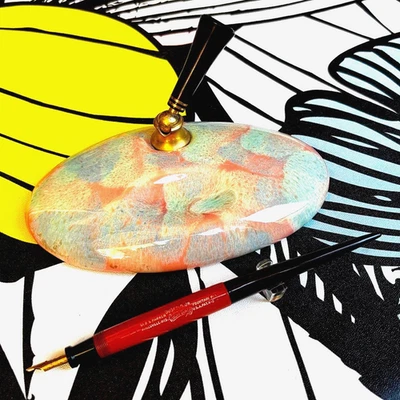 Pluma Estilográfica Parker Duofold Escritorio en Color Naranja con Base Mármol, EE. UU. (CM3895) Foto 1 de 4