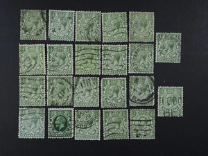 GB KGV HALFPENNY, 1/2d GRÜN GEMISCHTE FARBTÖNE X 22 GEBRAUCHTER ZUSTAND - Bild 1 von 5