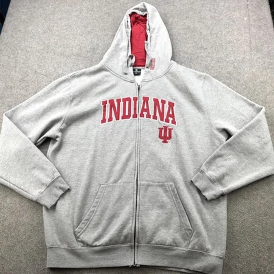 Indiana Hoosiers Sudadera con Capucha Para Hombres 2XL Gris Rojo NCAA Deletrear Cremallera Completa Sudadera Foto 1 de 4