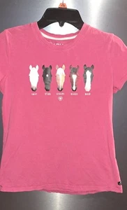 ARIAT Girls Pink Shirt Horse Equestrian Graphic Double Logo SZ LRG (12) - Picture 1 of 7