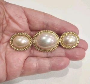 Vintage GT Iridescent Pearl Bar Brooch Pin 3", F16 - Picture 1 of 3