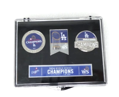 LA Dodgers 2024 MLB World Series Champions Three-Piece Collector Pin Set - Image 1 of 4