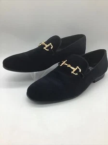 Royal Men’s Black Velour Slip on Smoker W/Gold Buckle Shoes Sz. 11M (LF-9100) - Picture 1 of 16