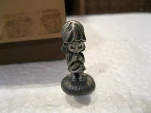 VINTAGE HALLMARK 1975 LITTLE GALLERY PEWTER FIGURINE GOD BLESS YOU ANGEL MIB  - Picture 1 of 2
