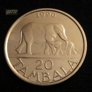 MALAWI, 20 TAMBALA 1996, ELEPHANT WITH CALF, UNCIRCULATED - Picture 1 of 2