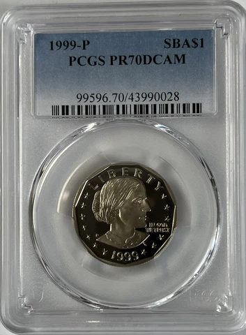 1999 P Susan B Anthony Dollar, PCGS PR70DCAM Cover