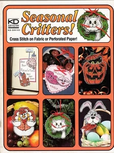 Critters de temporada! Folleto de punto de cruz de San Valentín, Pascua, Halloween, bebé Nuevo de Lote Antiguo - Imagen 1 de 3