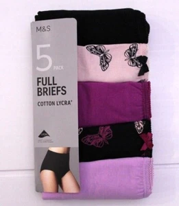 M & S Ladies 5 Pack Cotton Lycra Full Briefs Knickers Underwear Sizes 8 to 24 - Picture 1 of 10