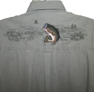 Outdoor Life Large Embroidered Bass Fishing Button Up Shirt - Picture 1 of 7
