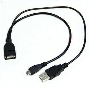 USB 2.0 A Female to Micro USB B Male + Micro 5 Pin Female Host OTG Power Cable - Afbeelding 1 van 2