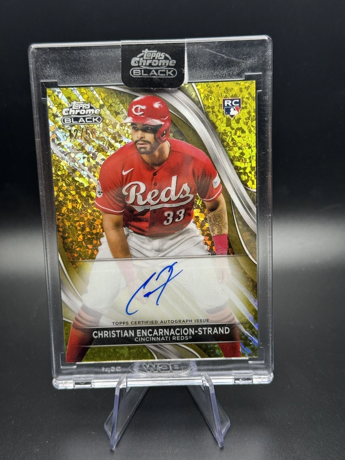 2024 Topps Chrome Black Christian Encarnacion-Strand Gold Mini Diamond Auto /50