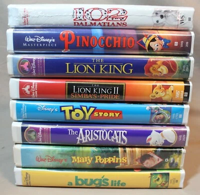 Disney VHS Lot Masterpiece PINOCCHIO& LION KING (102 Dalmations Sealed) Lot of 8 - Image 1 of 4