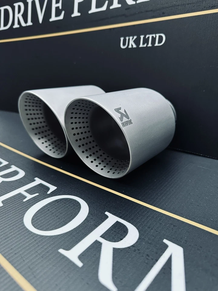 2 X 4” STAINLESS STEEL 304 SAND BLASTED AKRAPOVIC EXHAUST TIPS UNIVERSAL - Image 1 of 4