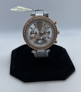 Orologio donna Aeropostale quadrante ghiacciato cinturino oro rosa argento nuovo - Foto 1 di 5