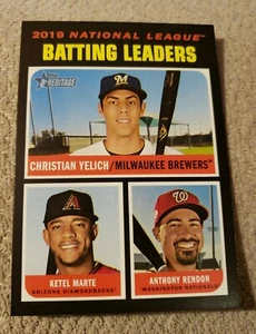 2020 Topps Heritage Baseball 62 NL Batting Leaders Yelich Rendon from Fresh Pack - Picture 1 of 2