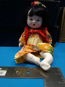 Bambole vintage Ichimatsu Gofun alte 8" bambina kimono - Foto 1 di 9