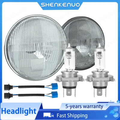 Pair For 1970-1976 Pontiac Firebird 7"inch Halogen Headlights Hi/Low Beam 3400K - Image 1 of 4