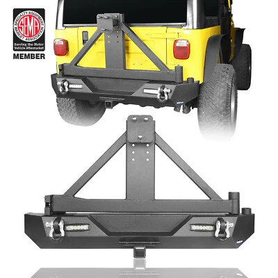 Fit Jeep Wrangler YJ/TJ 1987-2006 Rear Back Bumper w/ Tire Carrier Texture Steel - Image 1 of 4