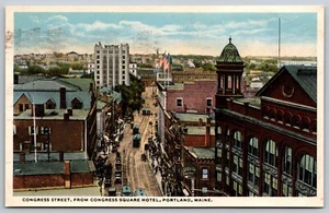 Postcard Congress Street Trolleys Portland Me. *A4993 - Picture 1 of 2