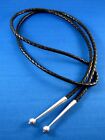 NEW 44" Real leather black 5mm BOLO tie cord w Sterling 8mm large bead TIPS