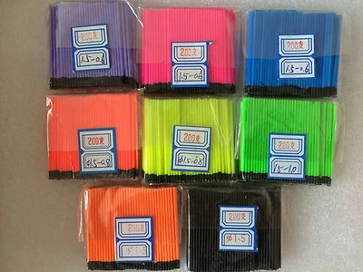 2 of 6 Hollow Antenna Fluo Tips Bristle For Pole Fish Float Pack of 200pcs 1.5mm - Image 1 of 2