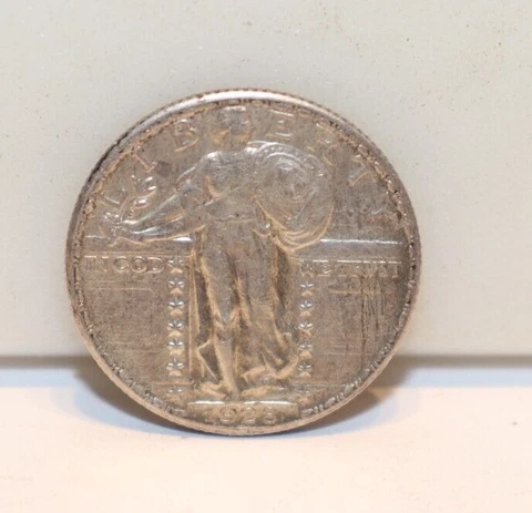 1928 US Standing Liberty Quarter 25c XF Damaged Scratched Cover
