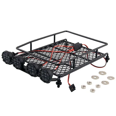 For 1/10 TAMIYA CC01 AXIAL SCX10 RC RooF Rack with LED Light Spotlights - Image 1 of 4
