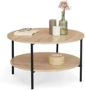 Double Top Coffee Table Round Detroit 70cm Industrial Design Coffee Table - Picture 1 of 5