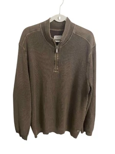 Tommy Bahama Sweater XXL Brown East River Half-Zip Cozy Knit Ribbed Collar - Picture 1 of 8
