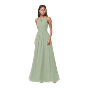 Azazie Bonnie Dress Dusty Sage Green Maxi Prom Formal Party Dress Size 8 - Picture 1 of 11